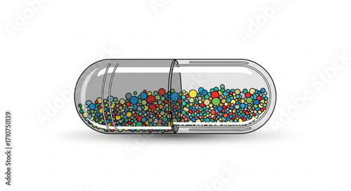 Capsule pill medicine medication pharmacy drug healthcare remedy treatment supplement colorful balls inside