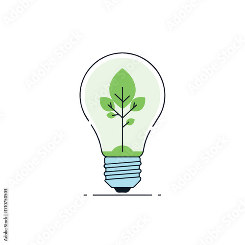 light bulb with green plant