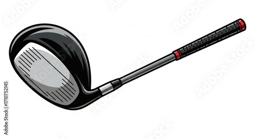 Golf club driver illustration for golf equipment golfing sports and recreation vector drawing design