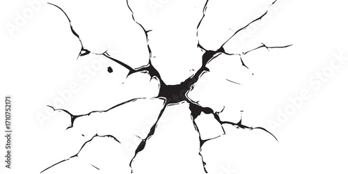 Broken Crack Hole Texture Explosion Effect on White Background