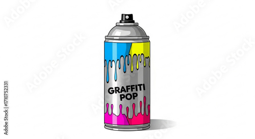 Graffiti spray paint can art colorful pop design for street art and urban creativity and artistic expression