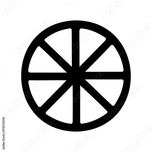 EightSpoked Wheel Design Symbolizing Buddhism's Eightfold Path to Enlightenment and Truth