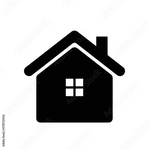 Simple black house silhouette with a window isolated on white background silhouette
