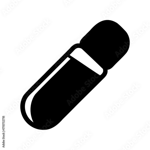 Black and white illustration of a capsule pill symbol design graphic