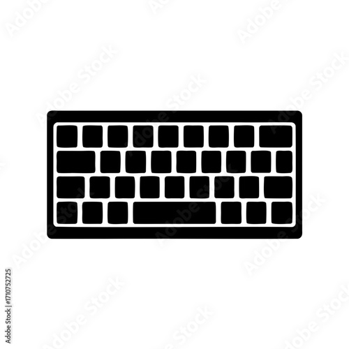 Black and white keyboard outline with a long space bar depicted clearly
