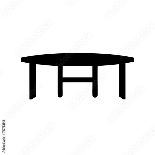 Simple black table in front view, minimalist furniture design illustration