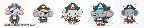 cute elephant vector in pirate costume