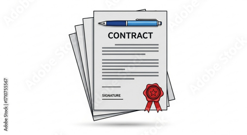 Contract agreement legal document paperwork pen signature seal business partnership deal terms and conditions