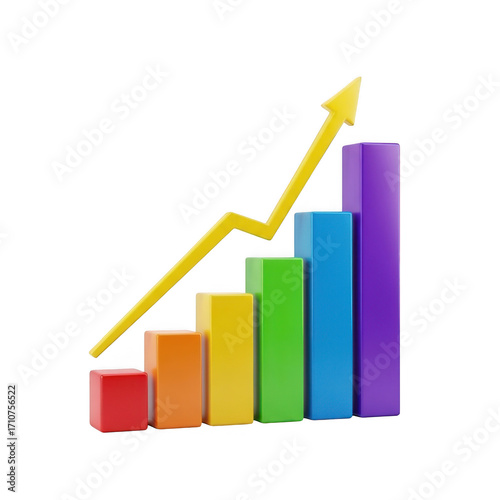 Free Download Business growth bar chart with upward trending arrow symbolizing success and profit transparent background - GFXLoad