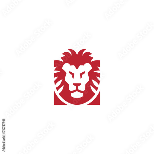 Square lion head vector logo design	