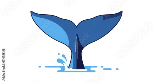 Blue whale tail vector illustration ocean sea life marine animal aquatic mammal wildlife oceanography design art