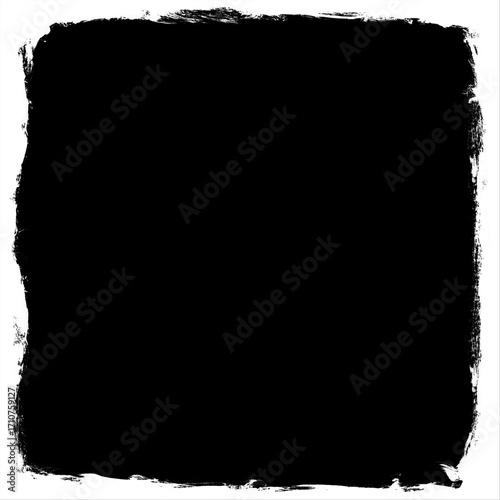 Rough textured black square with distressed edges on white background