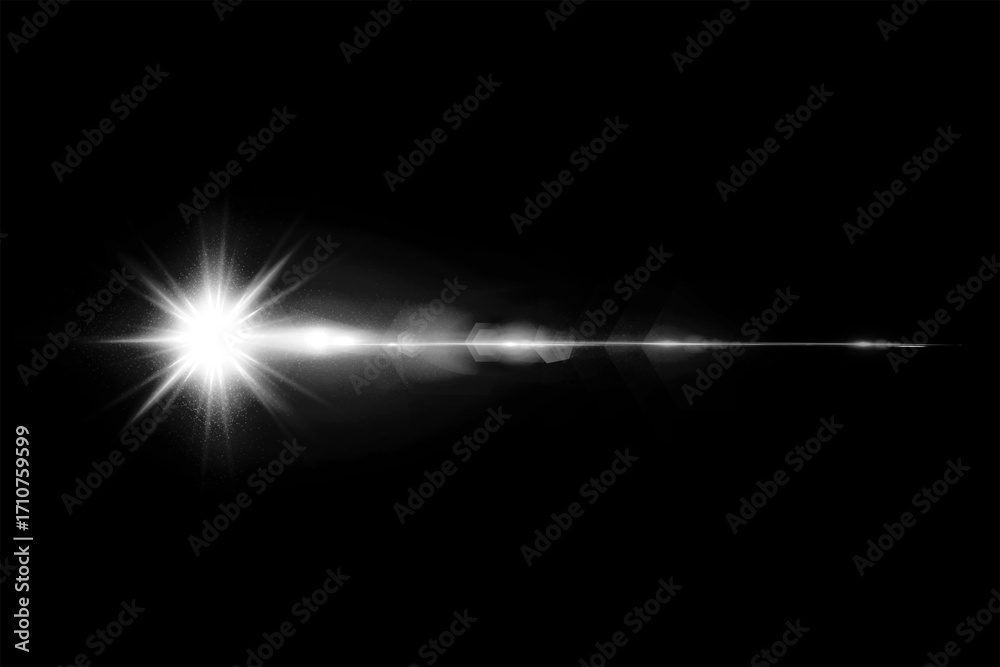 Fototapeta premium Bright lens flare effect on a dark background