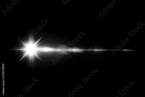 Bright lens flare effect on a dark background