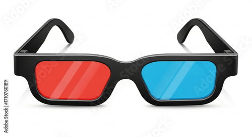 A pair of 3d glasses with red and blue lenses, offering a glimpse into immersive entertainment and technology
