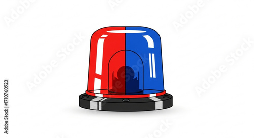 Red and blue police siren, emergency light flashing, law enforcement, safety, urgent situation, attention, warning