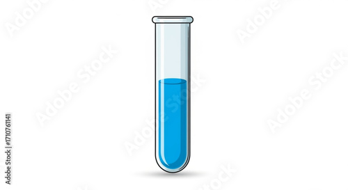 A test tube with blue liquid, a scientific laboratory equipment illustration for research and experiment