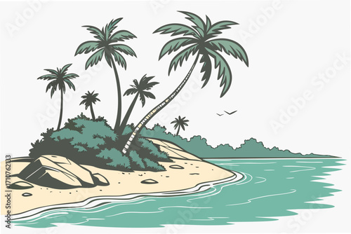 tropical island with palm trees