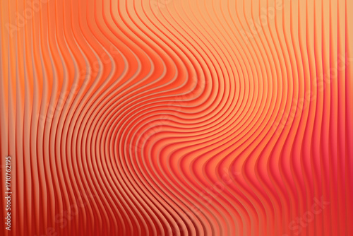 Canvas Print Orange and red abstract ribbed pattern with a central swirling vortex effect