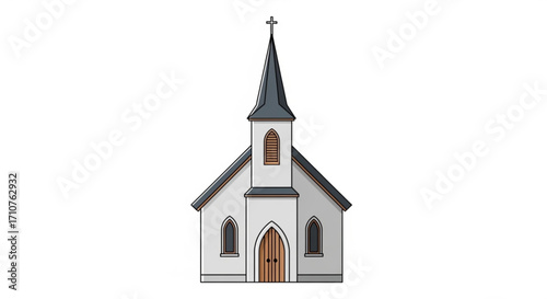 Charming church building, a serene and peaceful depiction of faith and community, perfect for religious or architectural projects