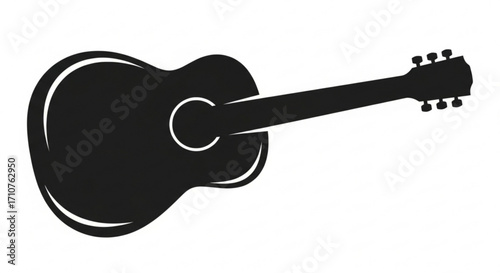 Black acoustic guitar silhouette, a simple and elegant design for music lovers and musicians alike, perfect for logos