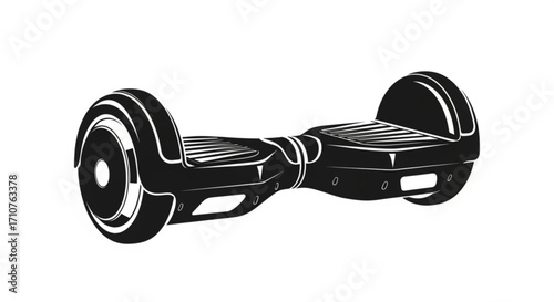Illustration of a black hoverboard, a selfbalancing scooter for personal transportation and recreational use in urban environments