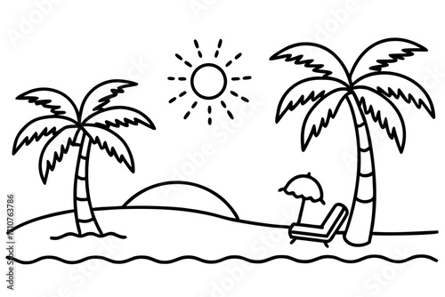 tropical island with palm trees