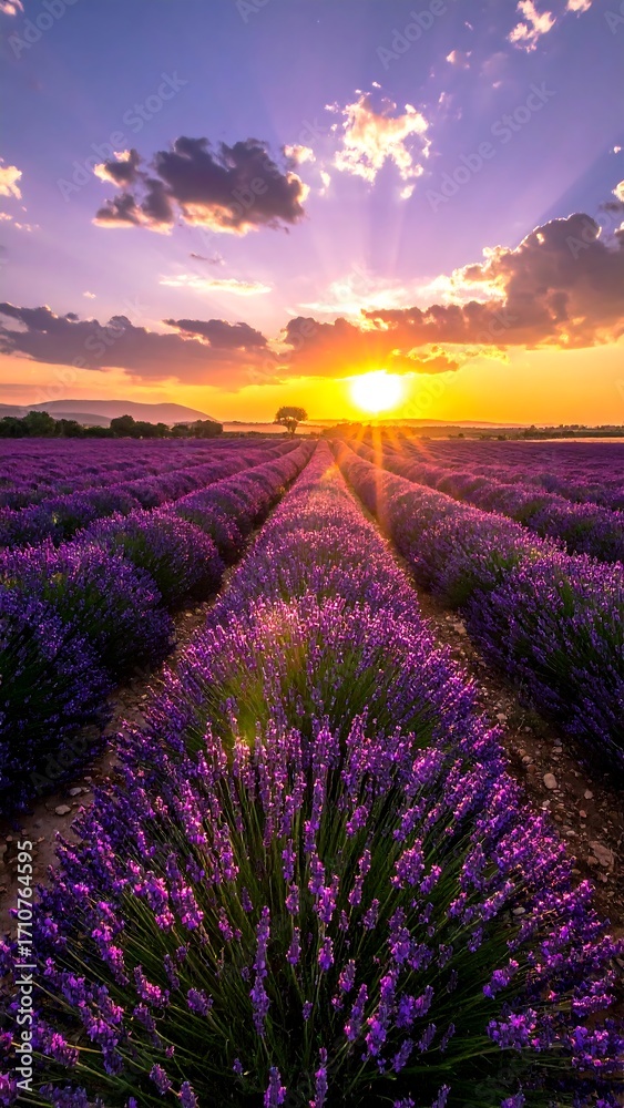 Fototapeta premium Lavender field at sunset