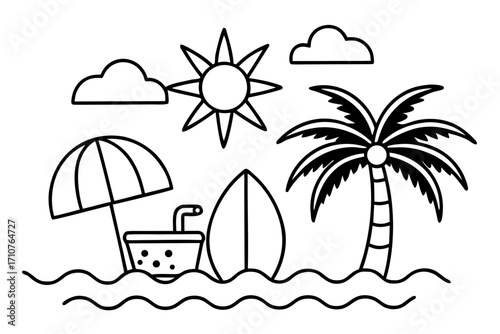 vector illustration of a tropical island
