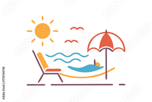 vector illustration of a beach