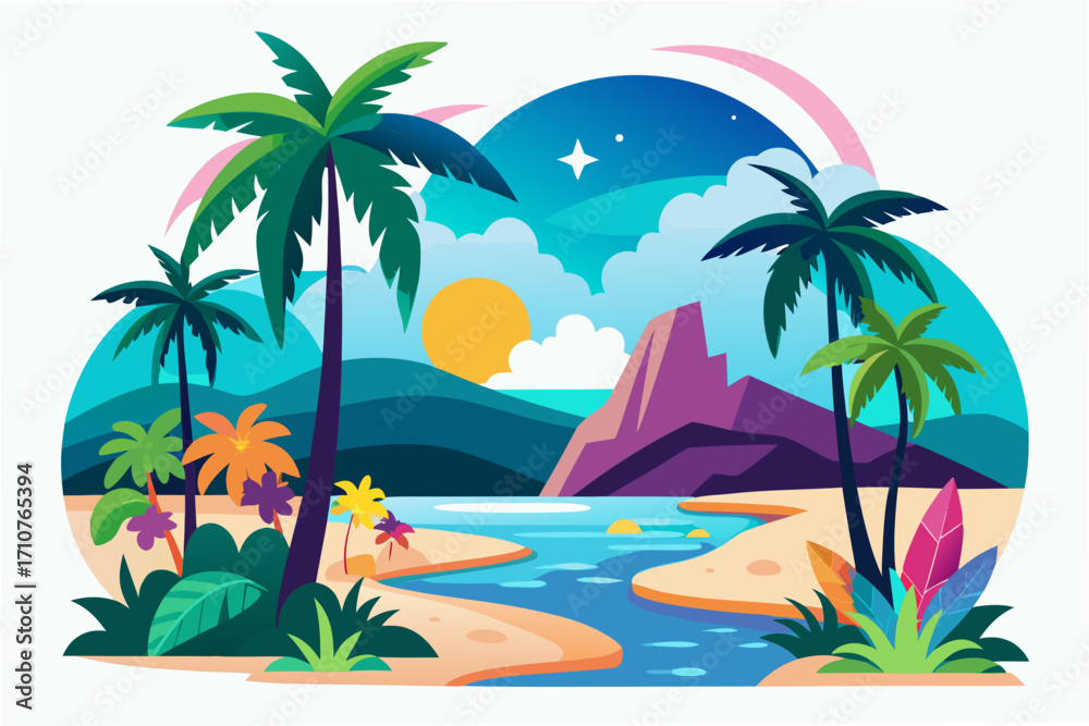 Obraz premium sunset vector image