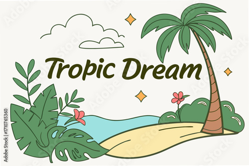 tropical island with palm trees