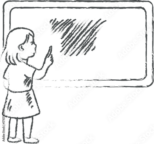 Kids near a chalkboard at school vector