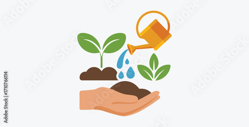 Planting and nurturing new growth with care and attention illustration
