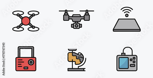 Set of modern technology and devices in flat icon style