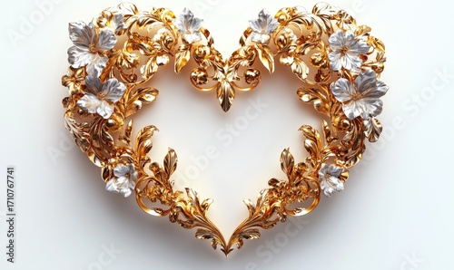 Ornate gold and white heart frame