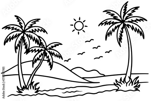 vector illustration of a tropical island
