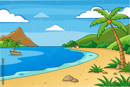 tropical beach with palms