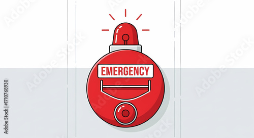 Red Emergency Alarm with Strobe Light and Button