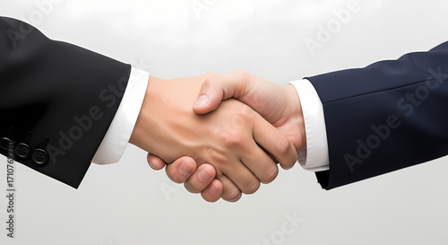 Businessmen shaking hands, symbolizing agreement and partnership in a professional setting.
