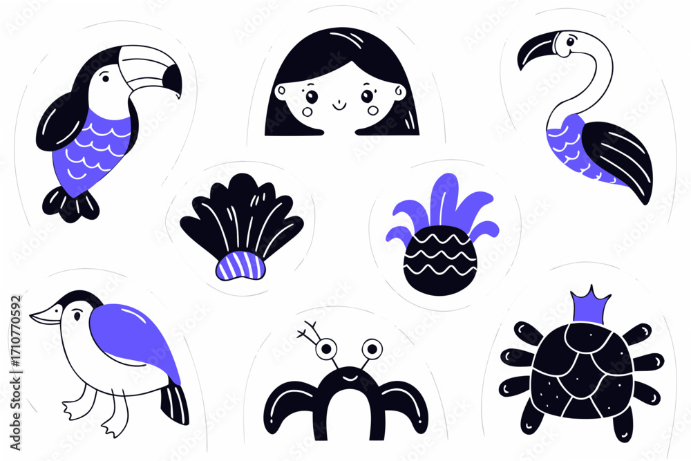 Naklejka premium vector set of birds