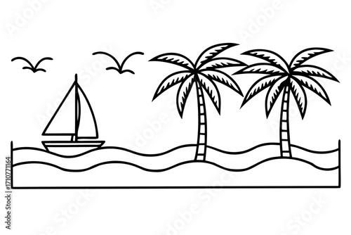 vector illustration of a tropical island
