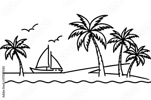 tropical island with palm trees