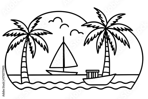tropical island with palm trees
