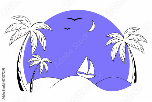 tropical island with palm trees