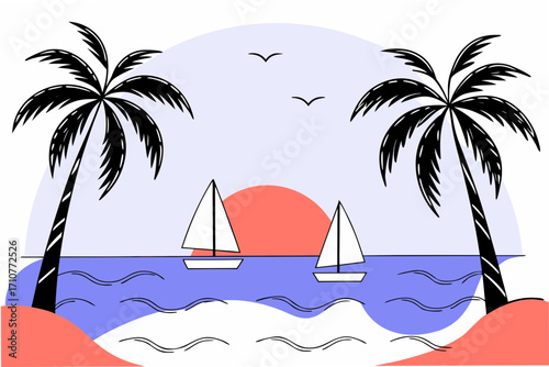 vector illustration of a tropical island