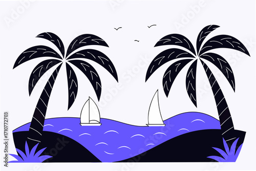 vector illustration of a tropical island