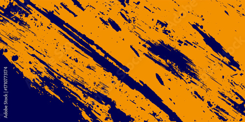 Abstract yellow-blue frame on a dark background. Sporty design in grunge style. Illustration for sports, athletics, training, workout