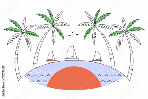 vector illustration of a tropical island