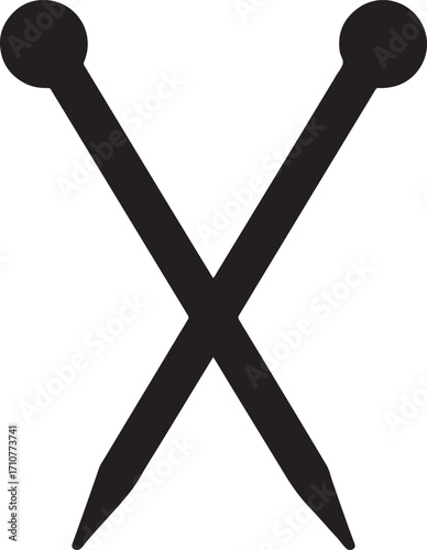 Silhouette vector of knitting needles tool for yarn, crochet, handmade, sewing, craft and design projects.